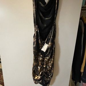 Beautiful black and gold metallic around the neck dress